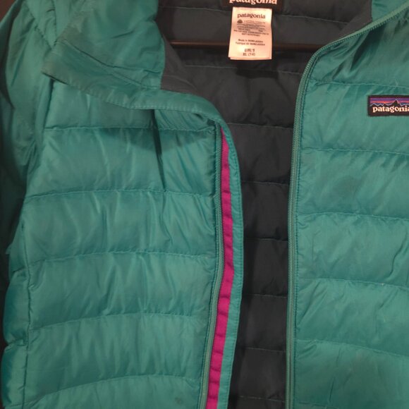 Patagonia jacket kids Girls size XL 14 Down teal outdoor light - Picture 5 of 6